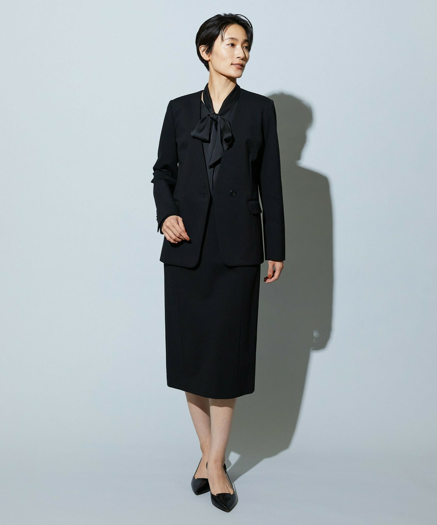 【wb】【Lサイズ】wb ハイゲージポンチノーカラージャケット 詳細画像 ブラック 11