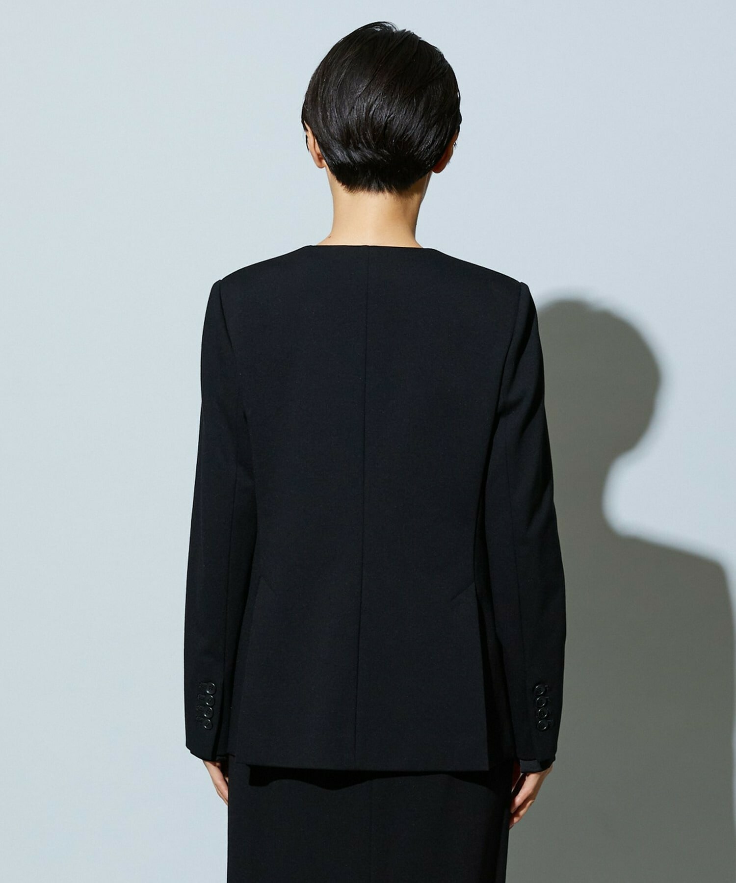 【wb】【Lサイズ】wb ハイゲージポンチノーカラージャケット 詳細画像 ブラック 20
