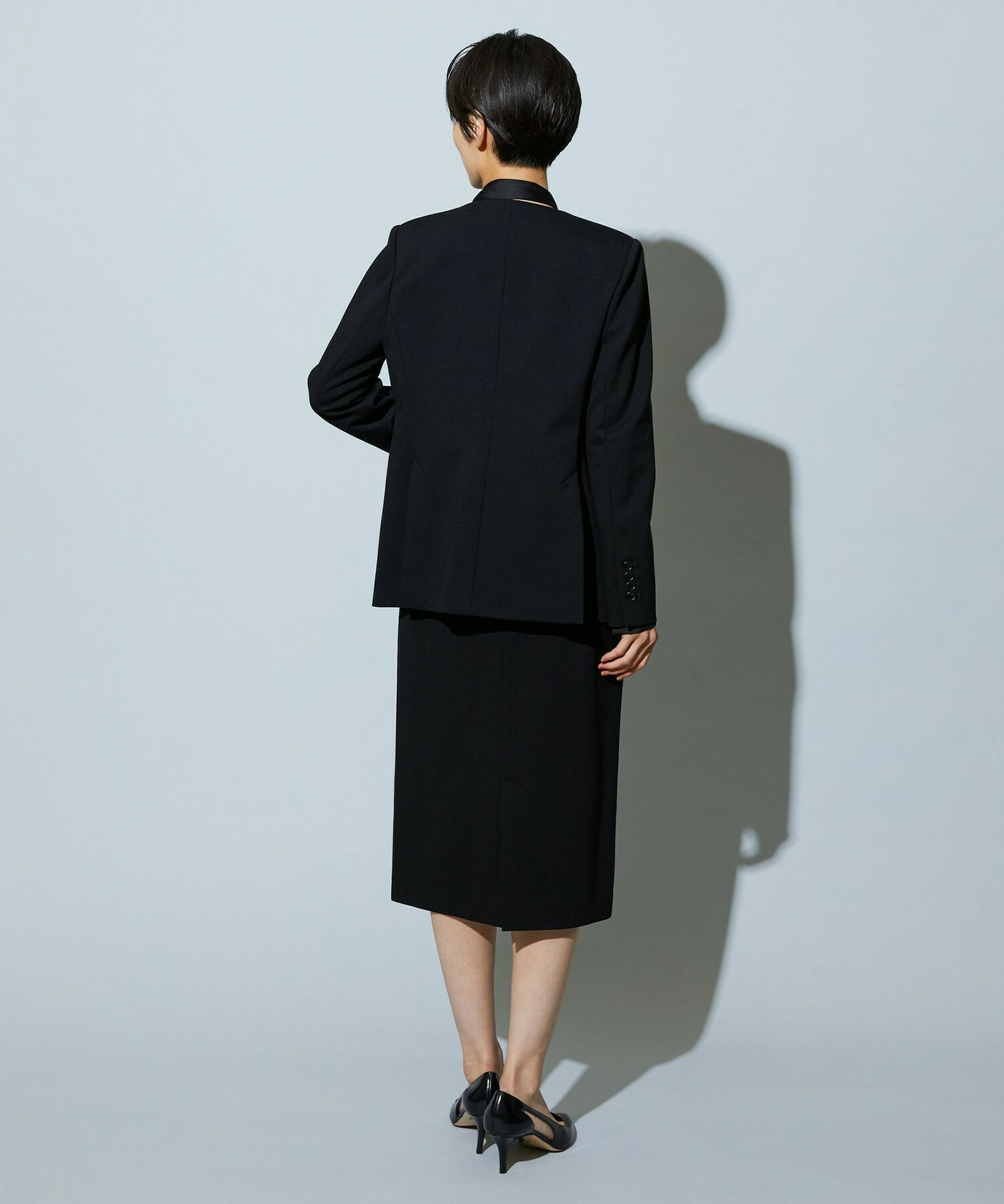 【wb】【Lサイズ】wb ハイゲージポンチノーカラージャケット 詳細画像 ブラック 21