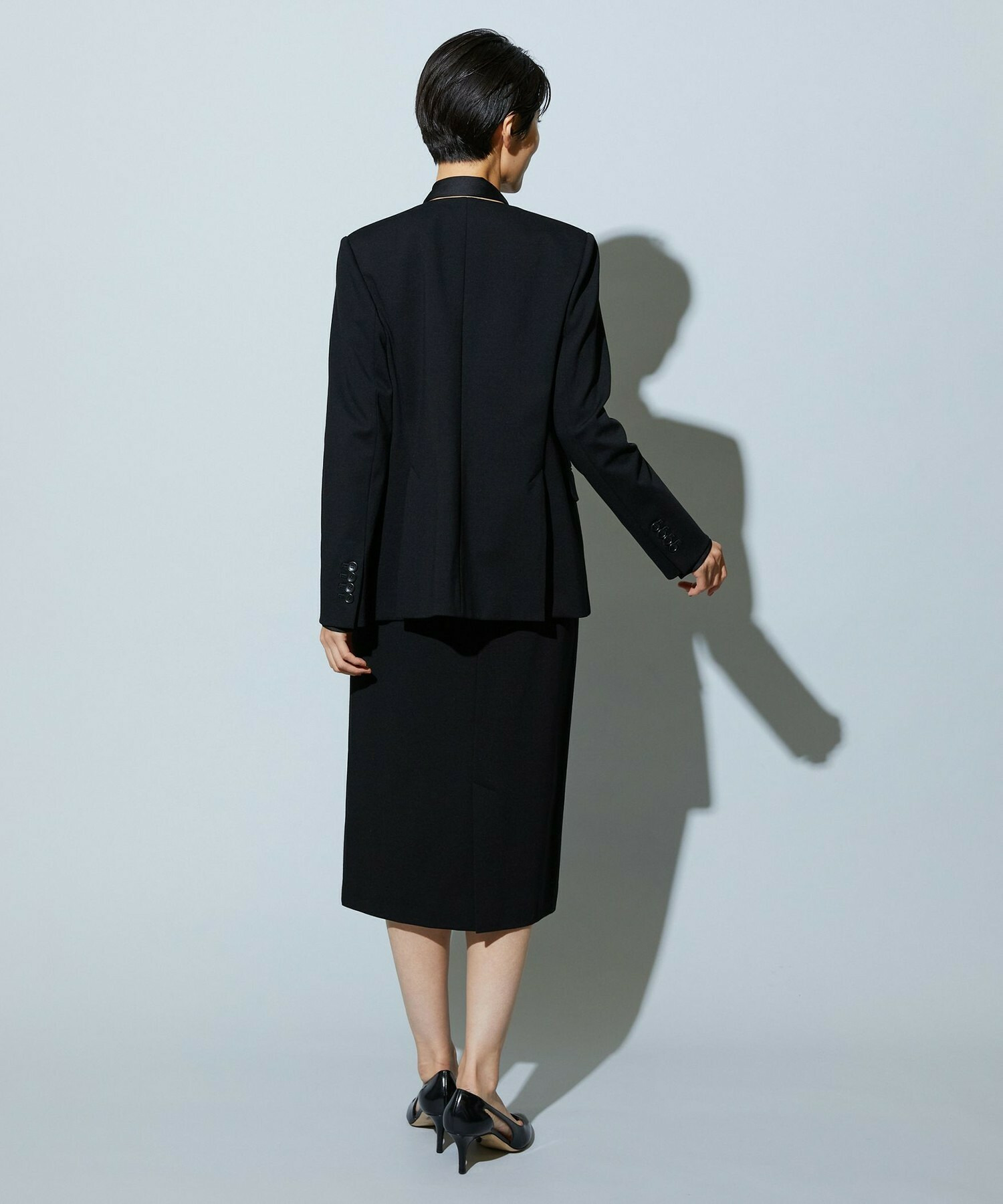 【wb】【Lサイズ】wb ハイゲージポンチノーカラージャケット 詳細画像 ブラック 22