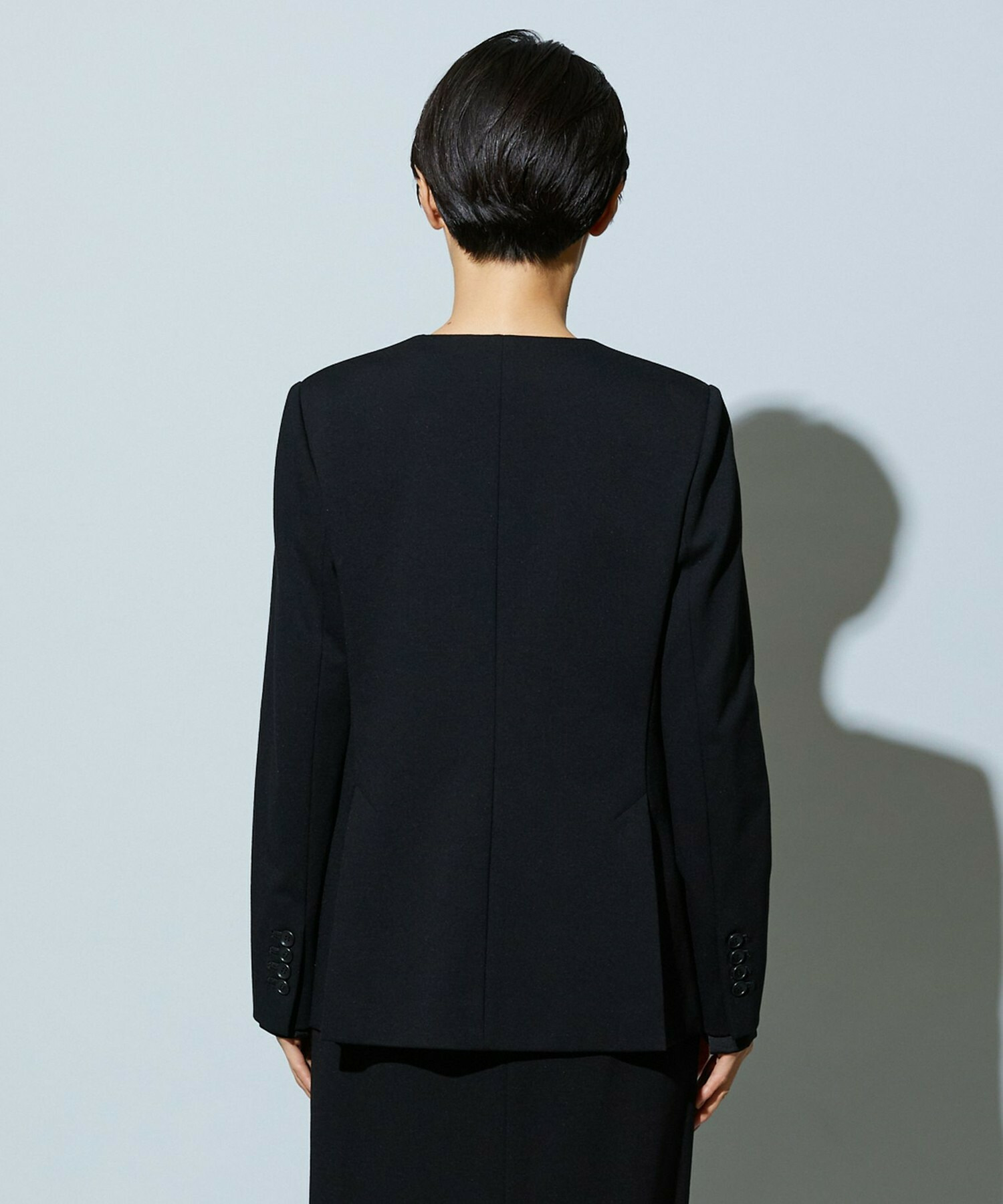 【wb】【Lサイズ】wb ハイゲージポンチノーカラージャケット 詳細画像 ブラック 26