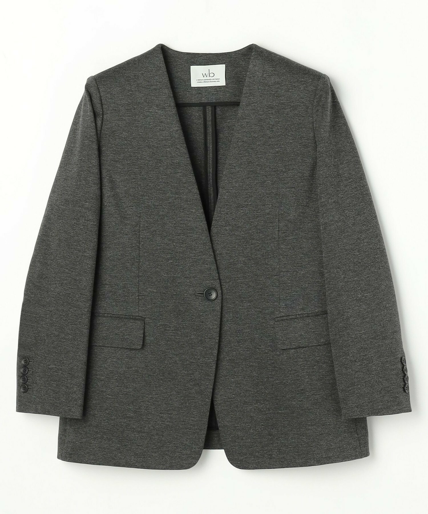 【wb】【Lサイズ】wb ハイゲージポンチノーカラージャケット 詳細画像 チャコールグレー 1