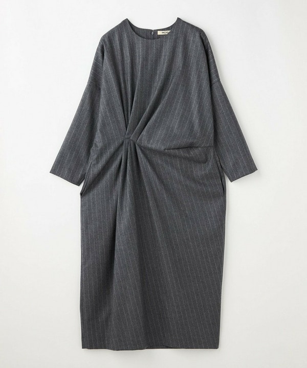 【Lサイズ】スタイリスト戸野塚かおるコラボ チョークストライプストレッチワンピース 詳細画像 チャコールグレー 1