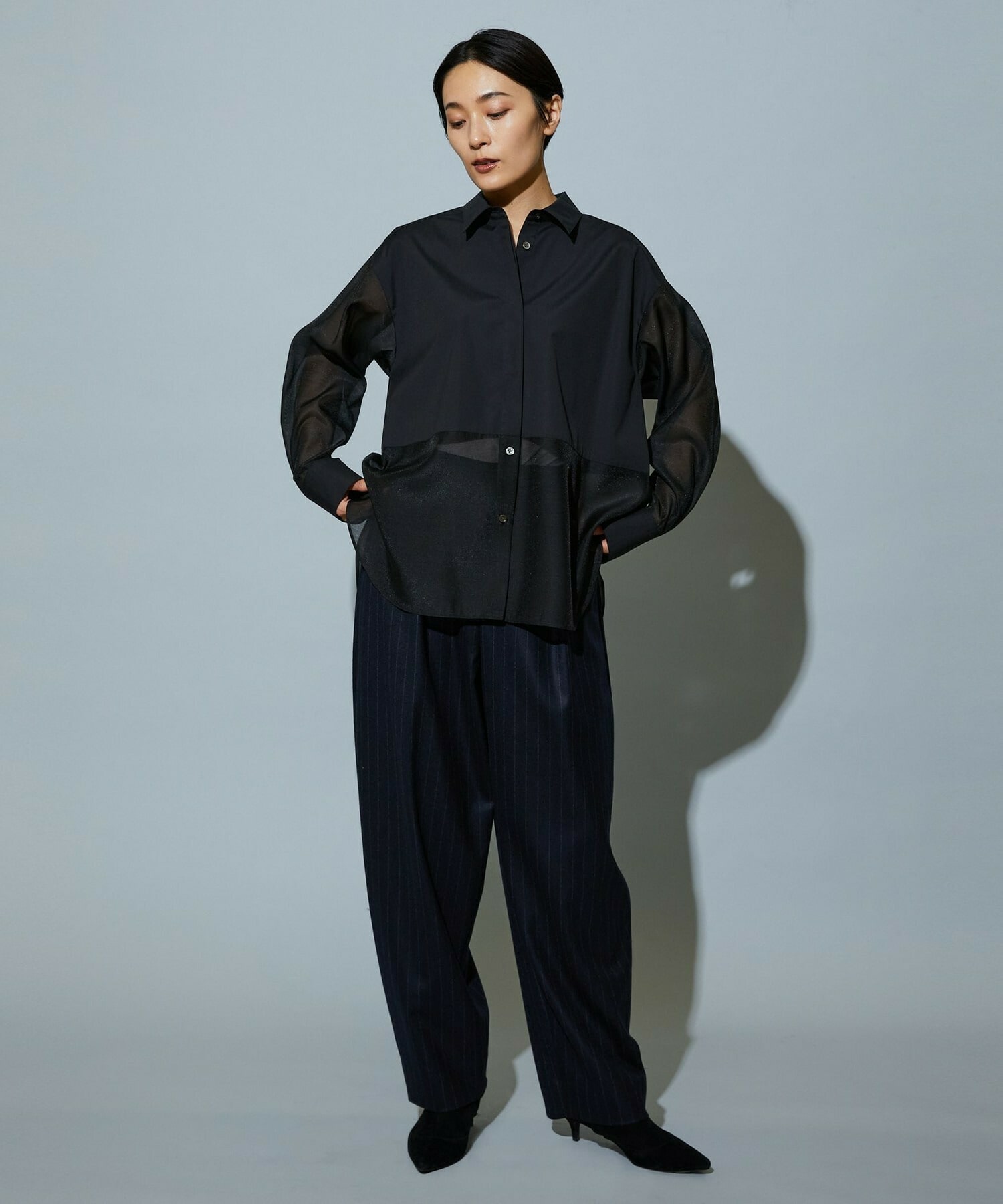 【MOGA】【Lサイズ】スタイリスト戸野塚かおるコラボ ファンクショナルブロードシャツ 詳細画像 ブラック 14