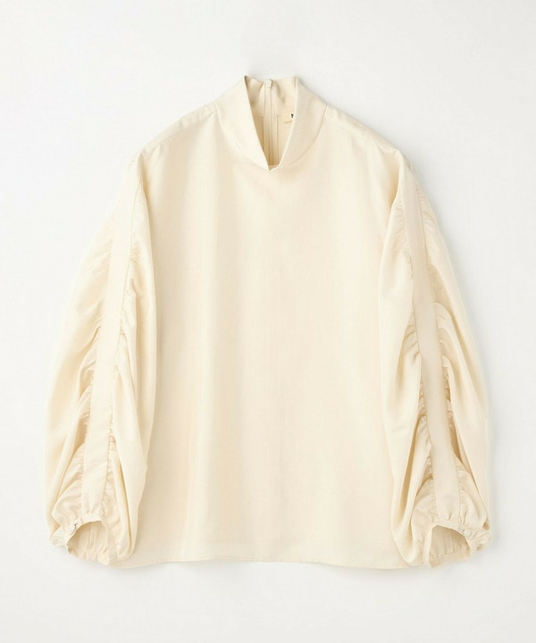 【Lサイズ】スタイリスト戸野塚かおるコラボ シルキー羽二重ギャザーシャーリングブラウス 詳細画像 クリーム 1