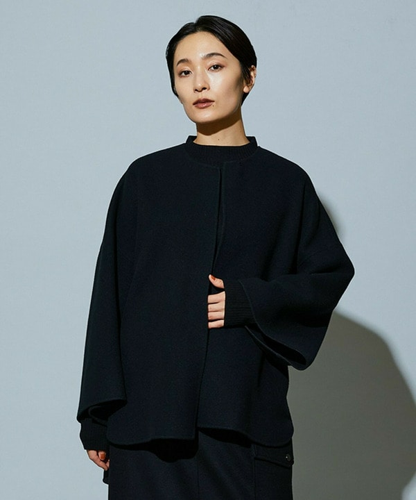 【Lサイズ】スタイリスト戸野塚かおるコラボ メルトンハーフコート 詳細画像 ブラック 2