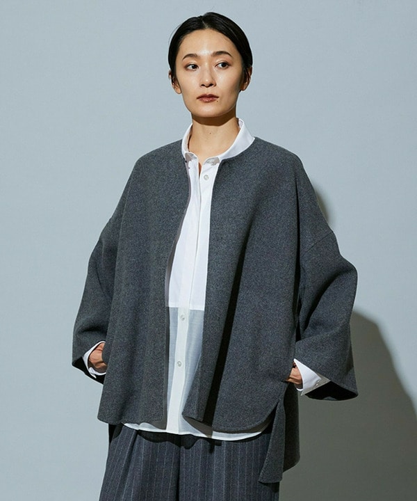 【Lサイズ】スタイリスト戸野塚かおるコラボ メルトンハーフコート 詳細画像 チャコールグレー 2