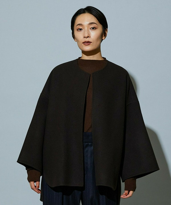【Lサイズ】スタイリスト戸野塚かおるコラボ メルトンハーフコート 詳細画像 ブラウン 2