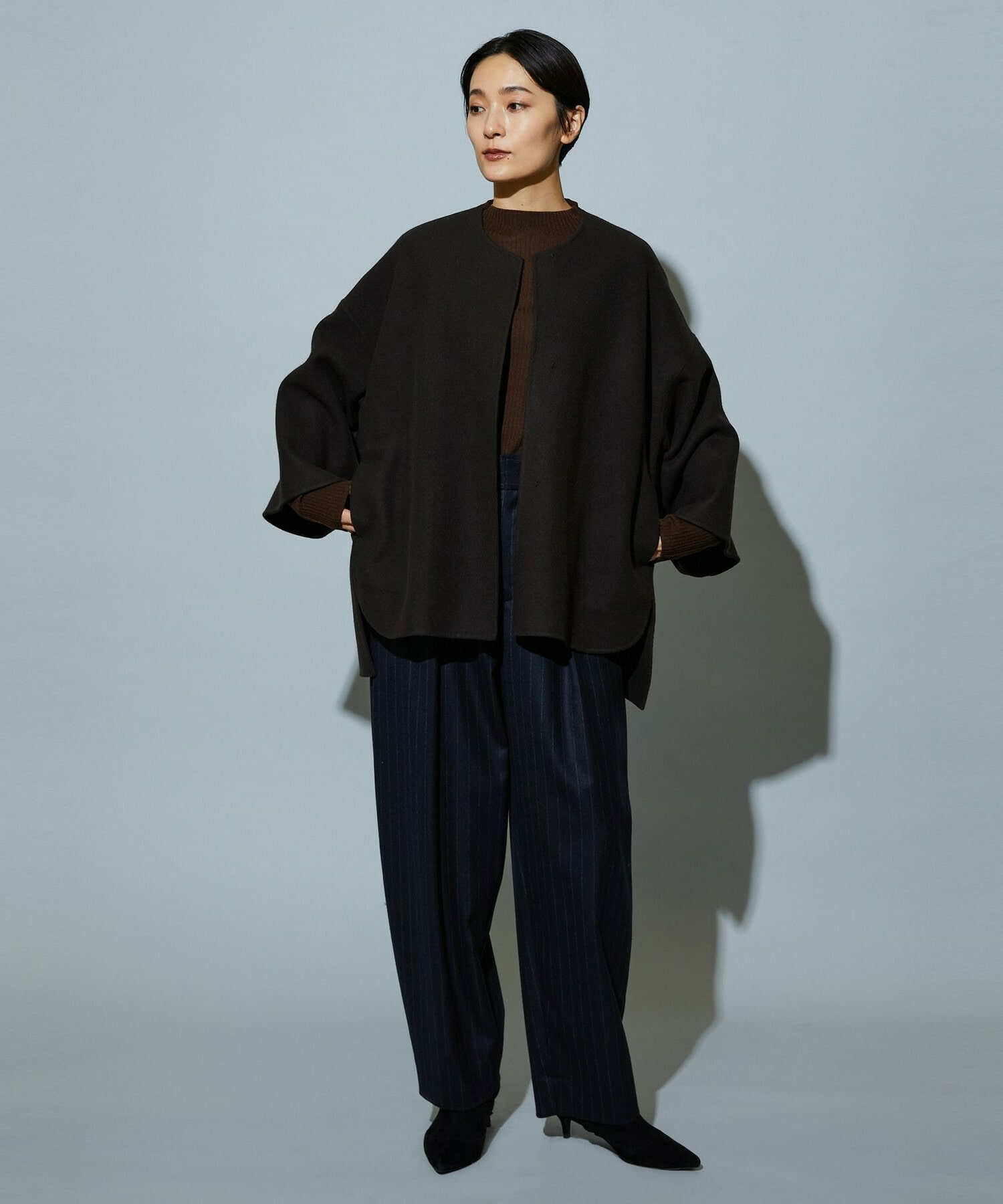 【MOGA】【Lサイズ】スタイリスト戸野塚かおるコラボ メルトンハーフコート 詳細画像 ブラウン 13