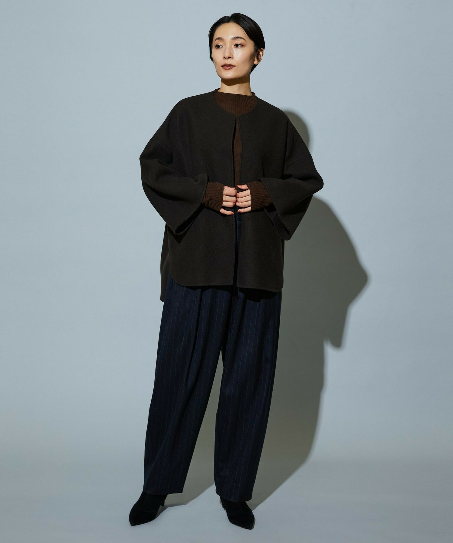 【MOGA】【Lサイズ】スタイリスト戸野塚かおるコラボ メルトンハーフコート 詳細画像 ブラウン 14