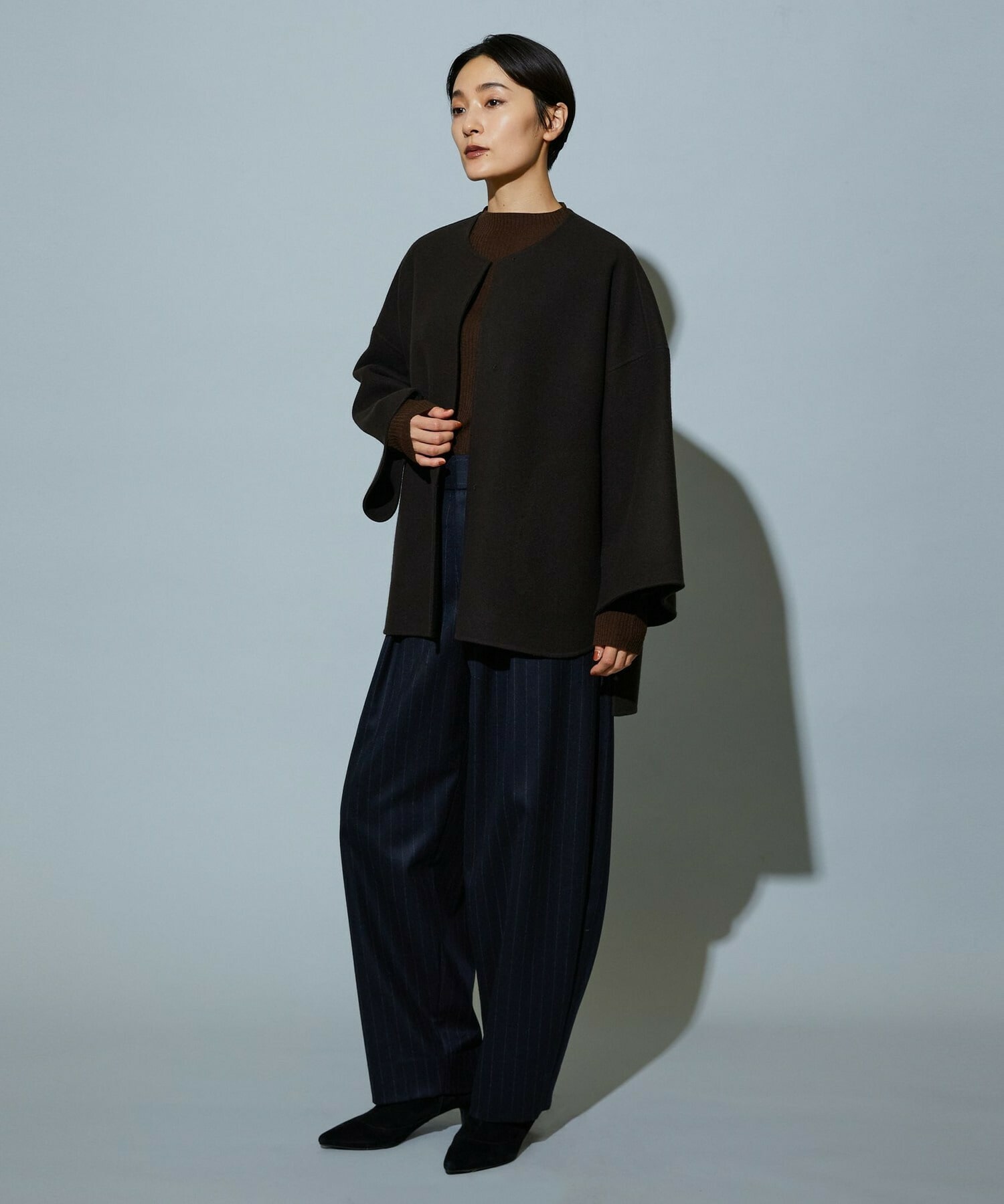 【MOGA】【Lサイズ】スタイリスト戸野塚かおるコラボ メルトンハーフコート 詳細画像 ブラウン 15