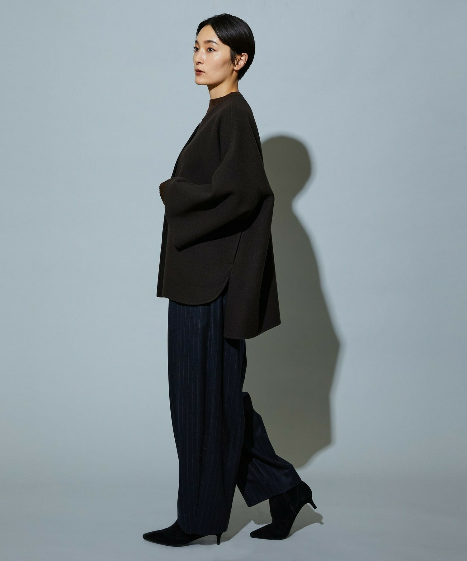 【MOGA】【Lサイズ】スタイリスト戸野塚かおるコラボ メルトンハーフコート 詳細画像 ブラウン 16