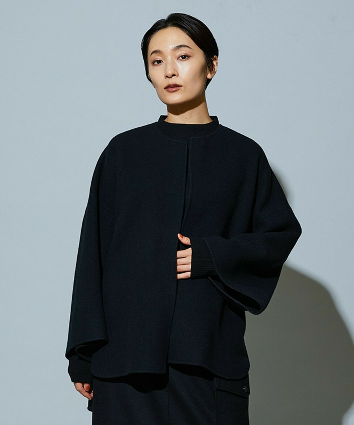 【MOGA】【Lサイズ】スタイリスト戸野塚かおるコラボ メルトンハーフコート 詳細画像 ブラック 2