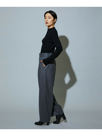 【MOGA】［eclat 2025年12月号掲載商品］【Lサイズ】スタイリスト戸野塚かおるコラボ チョークストライプストレッチコクーンパンツ 詳細画像 チャコールグレー 18