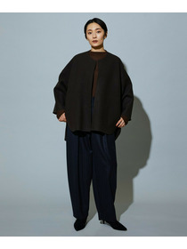 【MOGA】［eclat 2025年12月号掲載商品］【Lサイズ】スタイリスト戸野塚かおるコラボ チョークストライプストレッチコクーンパンツ 詳細画像 チャコールグレー 6