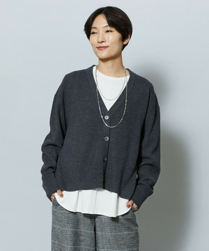 【MOGA】【Lサイズ】WORLD Vネックカーディガン 詳細画像 チャコールグレー 2