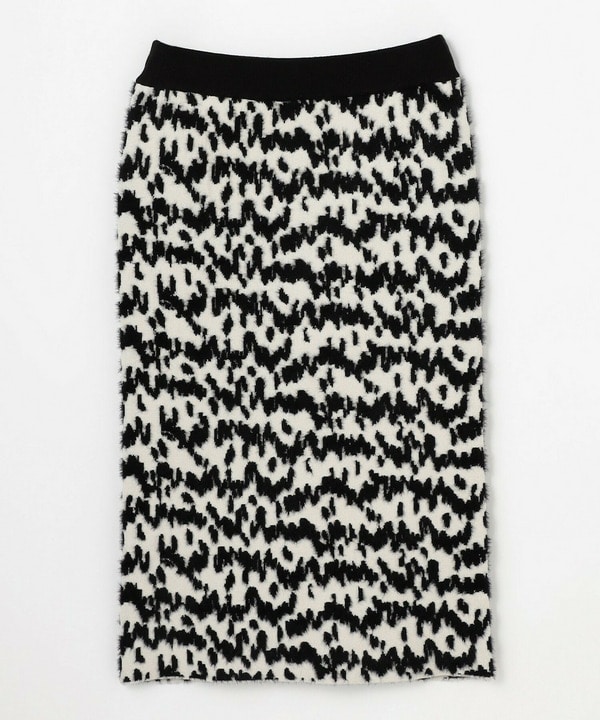 【Lサイズ】フェザーレオパードニットタイトスカート 詳細画像 クリーム 1