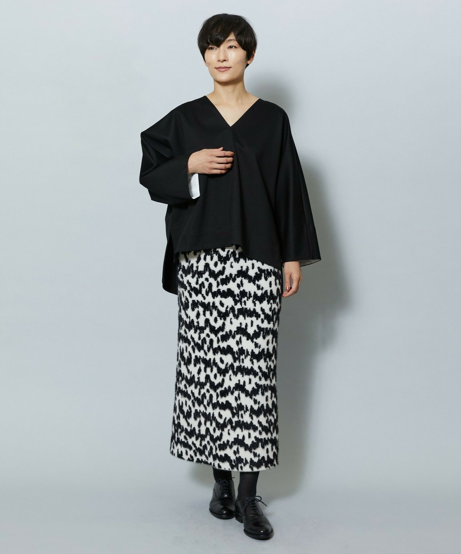 新品未使用　YOCO MORIMOTO　ラップ風スカート　ブラック　大きいサイズ ヨーコモリモト ラップ風デザイン ロングスカート- ショップ