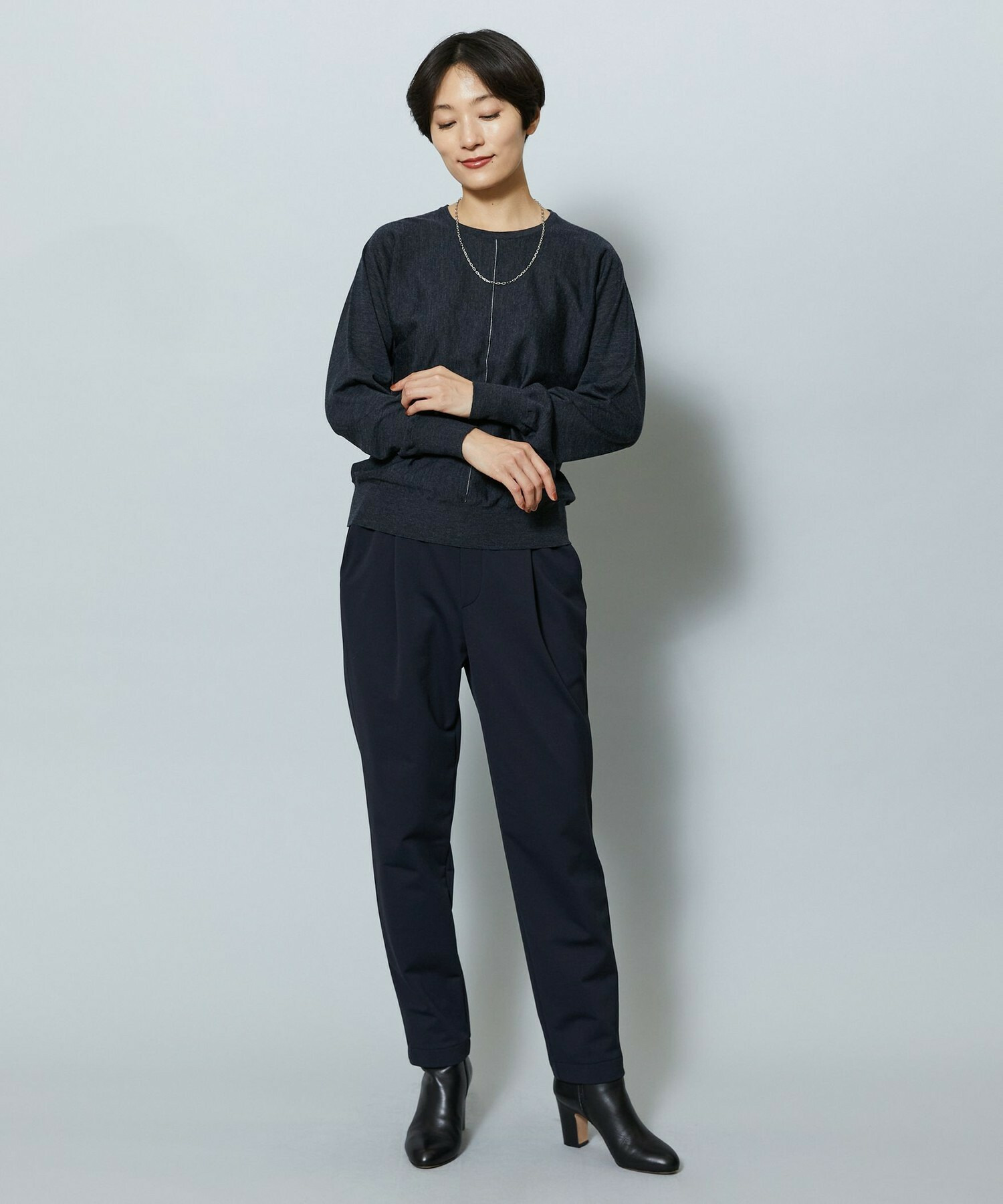 【MOGA】【Lサイズ】EMPIREドルマンスリーブクルーネックニット 詳細画像 チャコールグレー 6