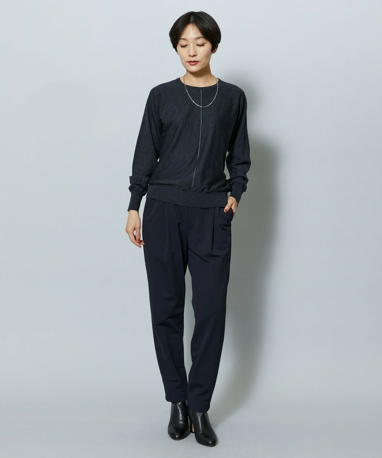 【MOGA】【Lサイズ】EMPIREドルマンスリーブクルーネックニット 詳細画像 チャコールグレー 7