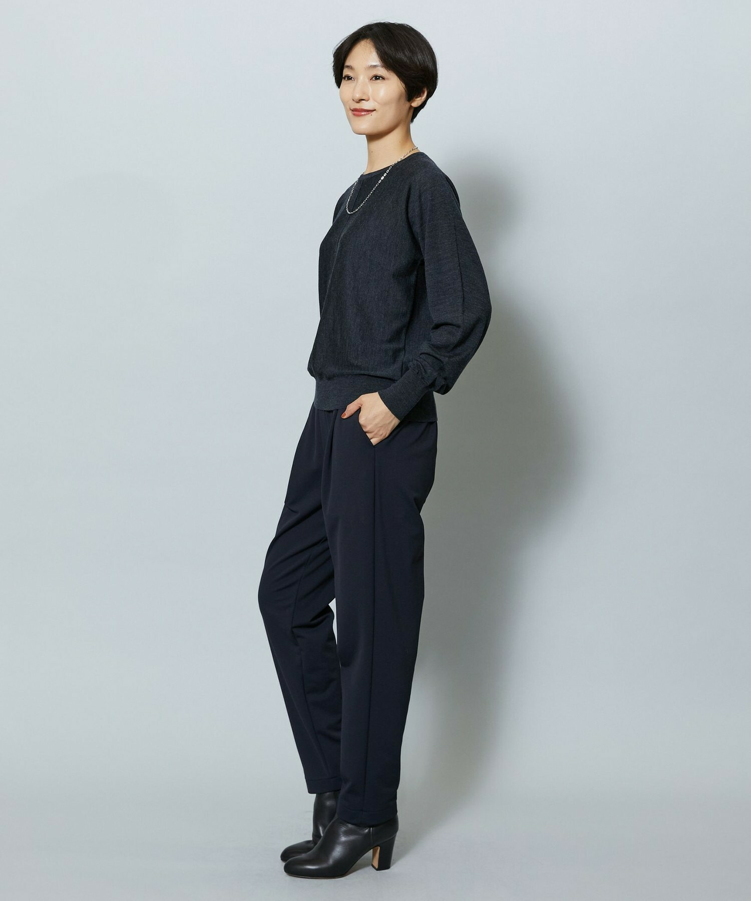 【MOGA】【Lサイズ】EMPIREドルマンスリーブクルーネックニット 詳細画像 チャコールグレー 8