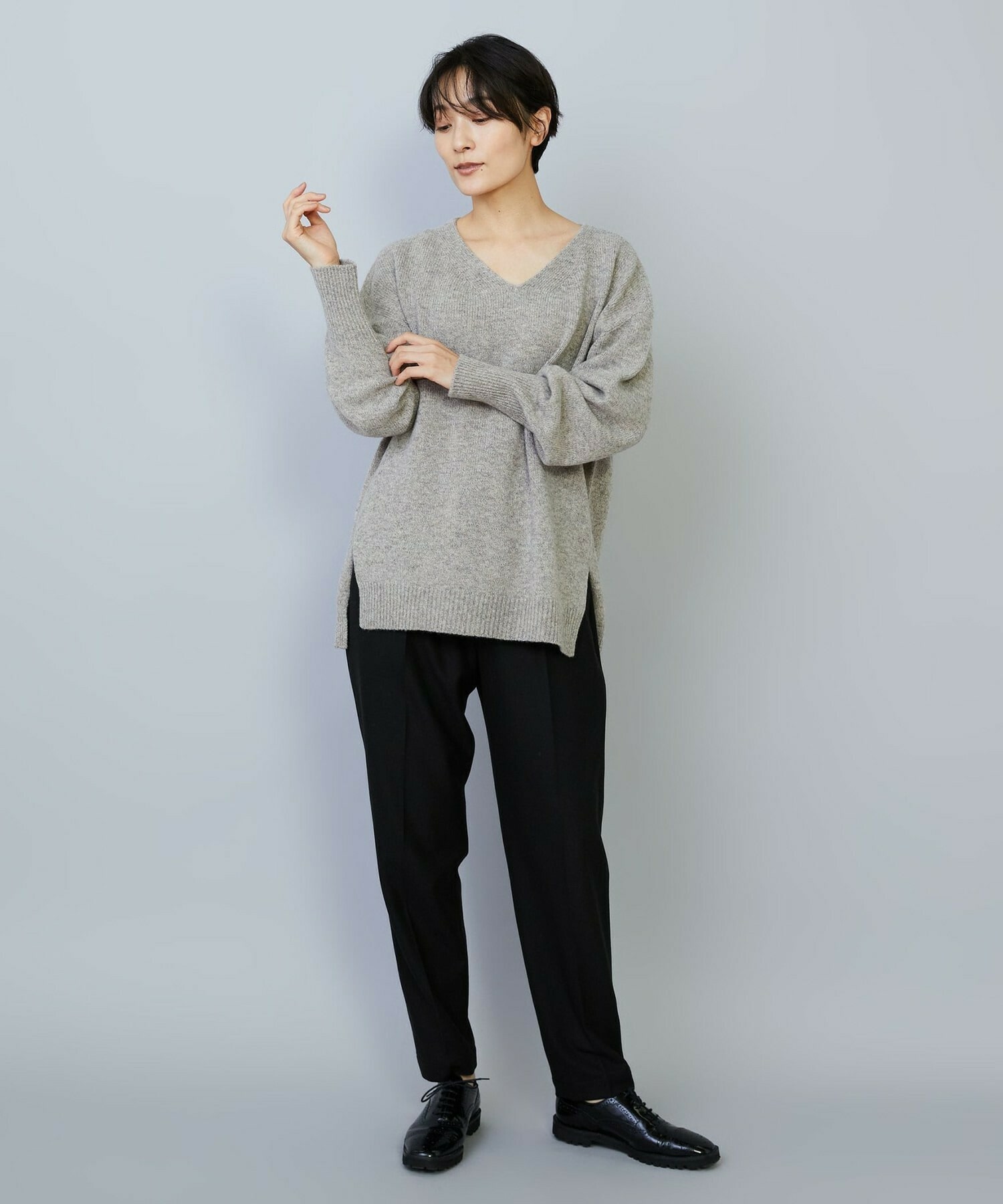 【MOGA】【Lサイズ】クーマラムカシミヤＶネックニット 詳細画像 ブラウン系その他 10