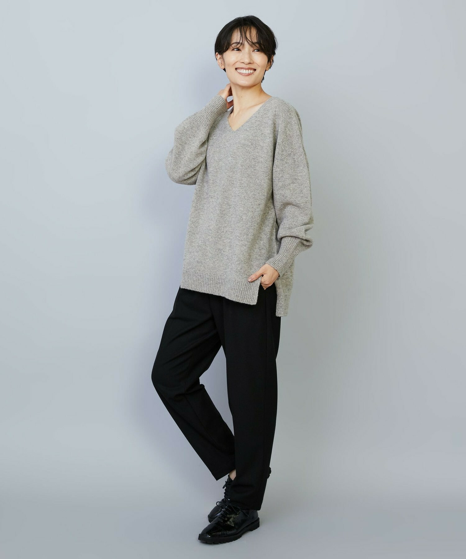 【MOGA】【Lサイズ】クーマラムカシミヤＶネックニット 詳細画像 ブラウン系その他 12