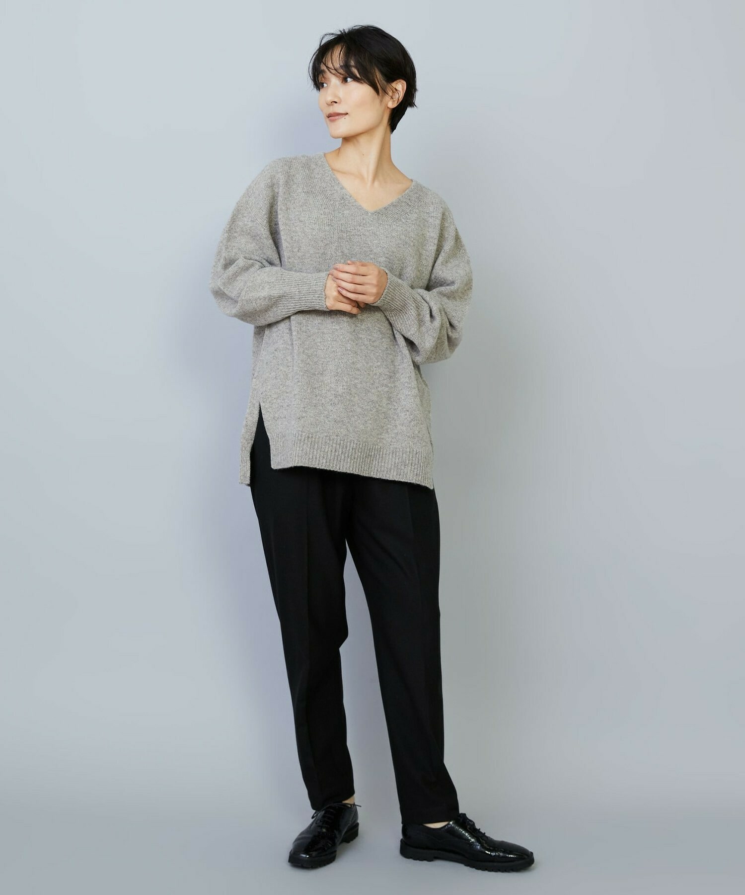 【MOGA】【Lサイズ】クーマラムカシミヤＶネックニット 詳細画像 ブラウン系その他 13