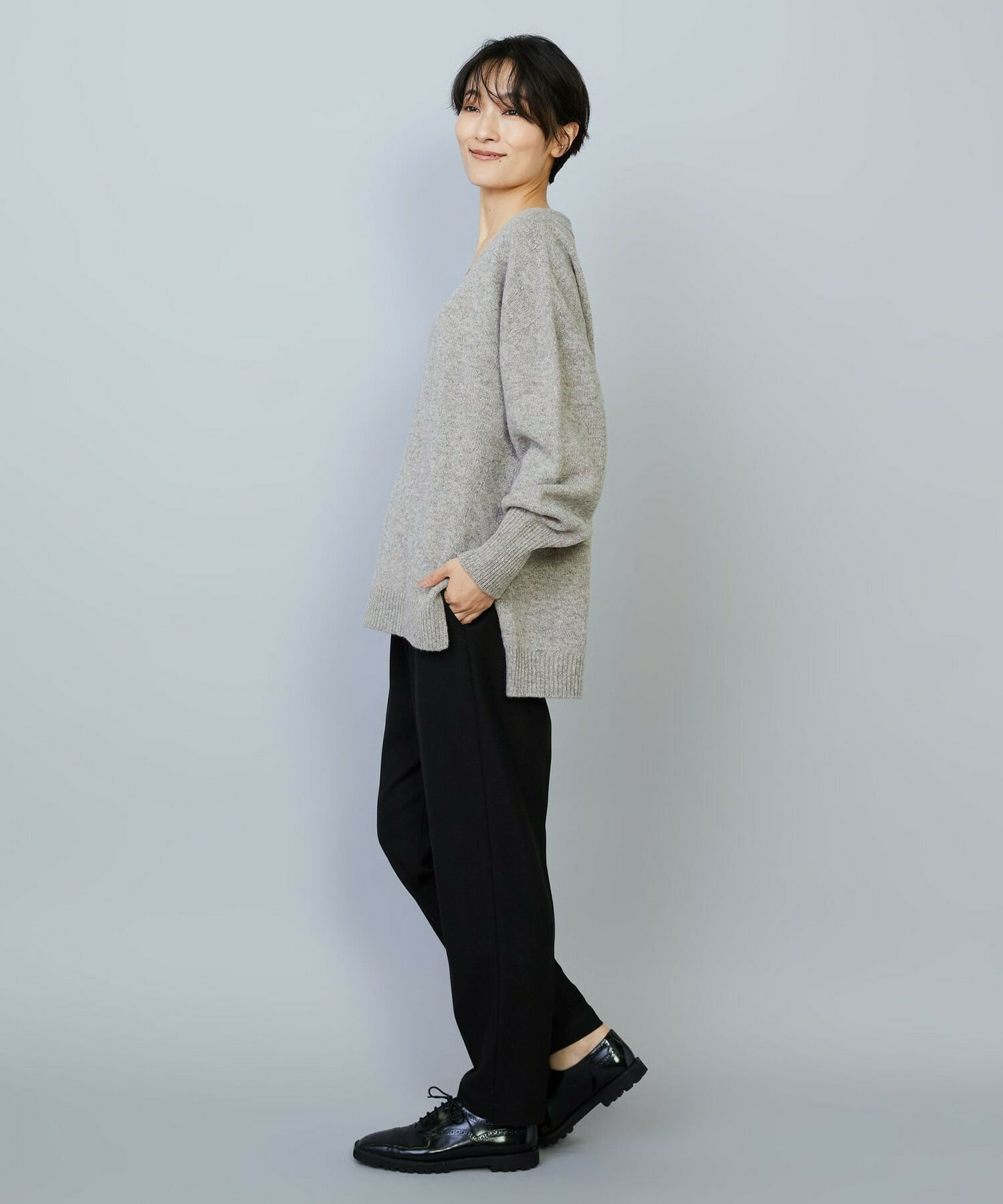 【MOGA】【Lサイズ】クーマラムカシミヤＶネックニット 詳細画像 ブラウン系その他 15