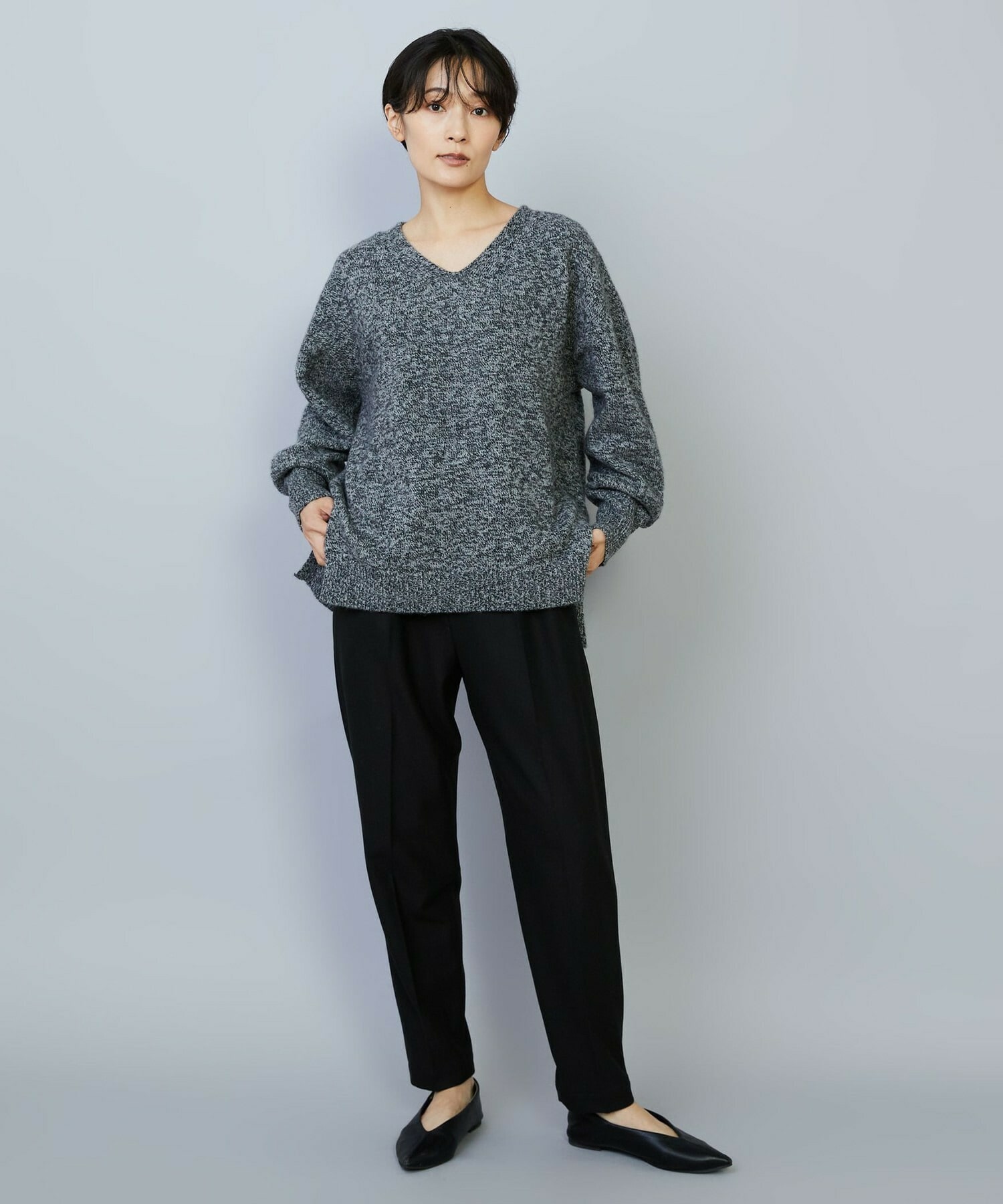 【MOGA】【Lサイズ】クーマラムカシミヤＶネックニット 詳細画像 ブラウン系その他 2