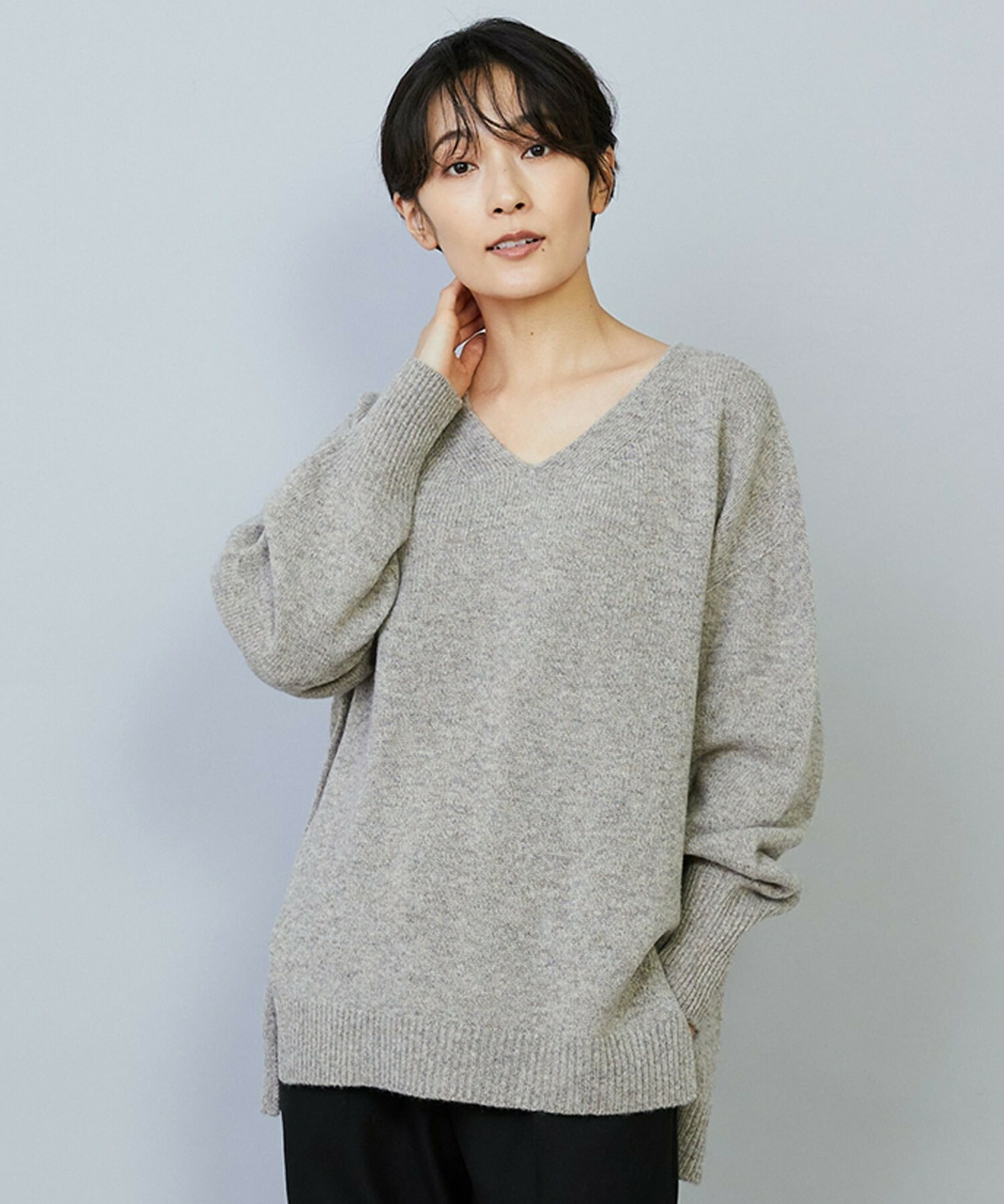 【MOGA】【Lサイズ】クーマラムカシミヤＶネックニット 詳細画像 ブラウン系その他 2