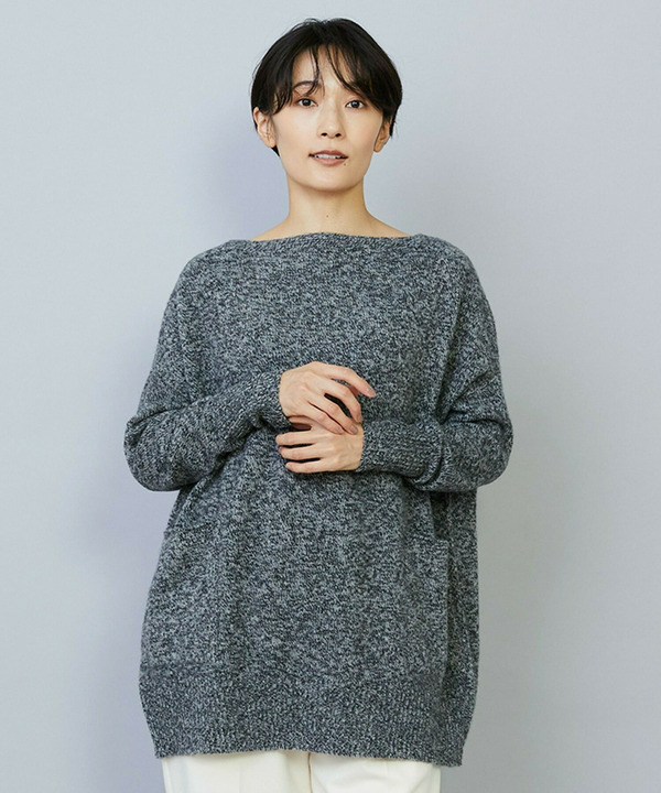 【Lサイズ】クーマラムカシミヤボートネックニット 詳細画像 グレー系その他 2