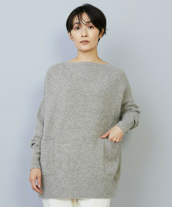 【Lサイズ】クーマラムカシミヤボートネックニット 詳細画像 ブラウン系その他 2