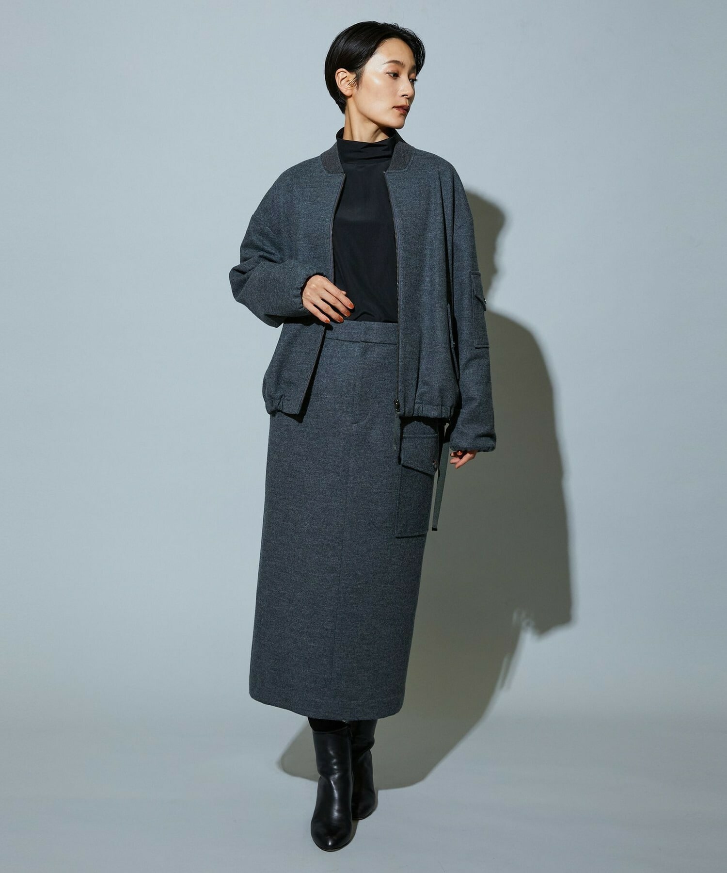 【MOGA】【Lサイズ】スタイリスト戸野塚かおるコラボ ハードミルド天竺ブルゾン 詳細画像 チャコールグレー 14