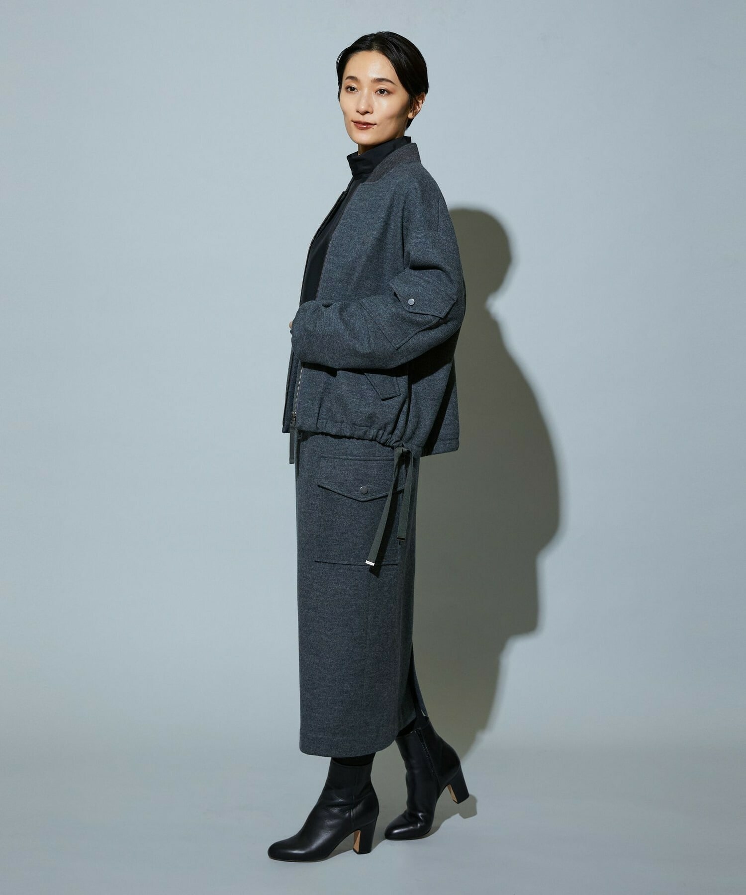 【MOGA】【Lサイズ】スタイリスト戸野塚かおるコラボ ハードミルド天竺ブルゾン 詳細画像 チャコールグレー 15