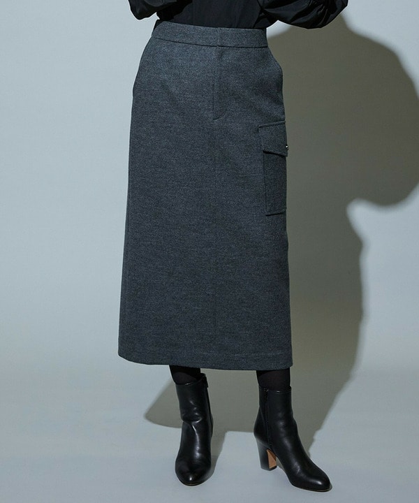 【Lサイズ】スタイリスト戸野塚かおるコラボ ハードミルド天竺カーゴスカート 詳細画像 チャコールグレー 2