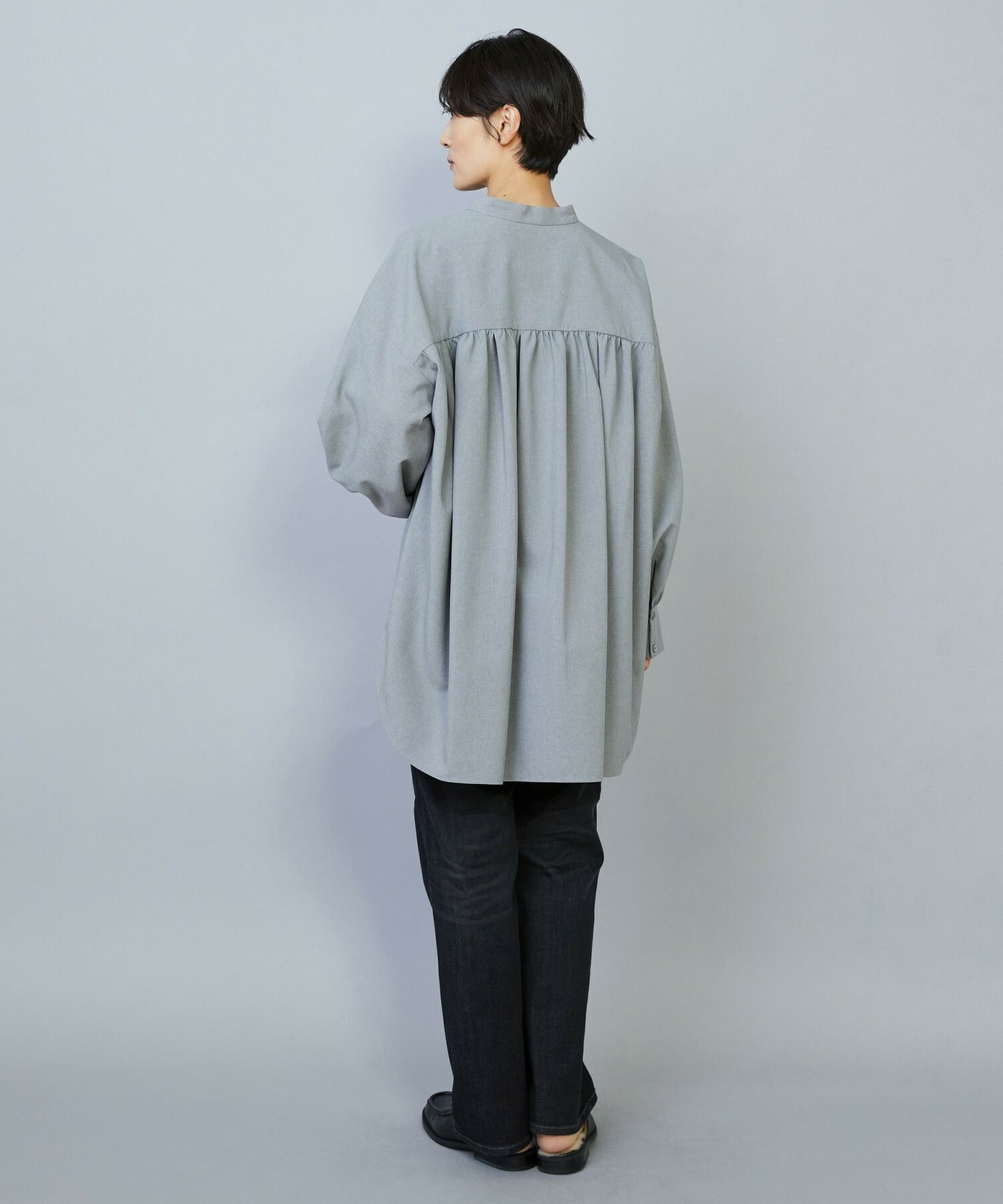 【MOGA】トロストレッチバンドカラーブラウス 詳細画像 ネイビー 11