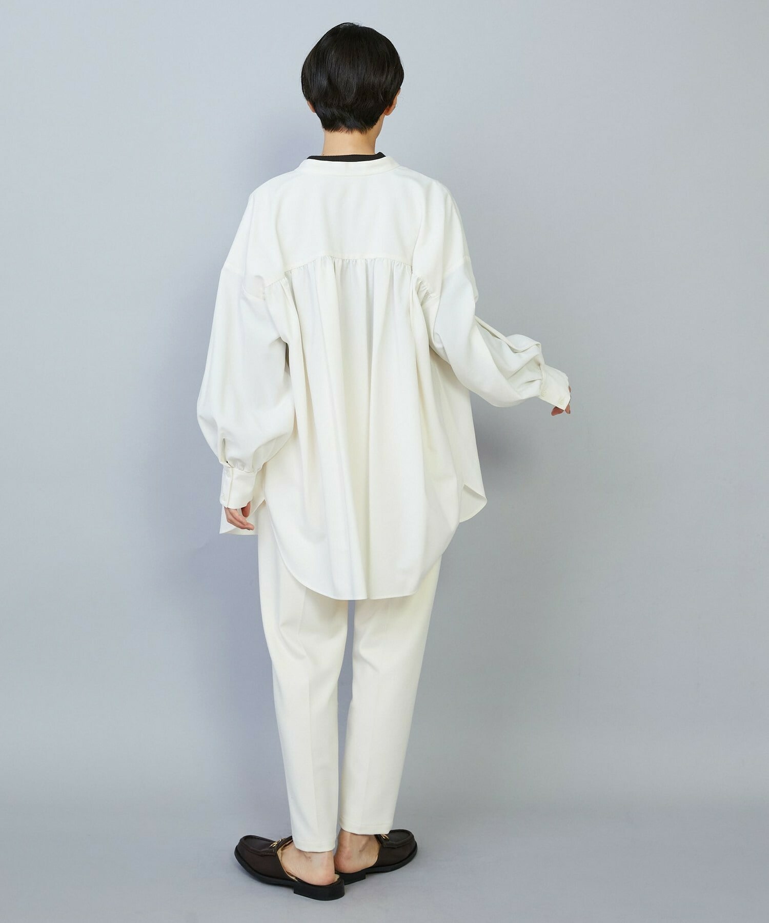 【MOGA】トロストレッチバンドカラーブラウス 詳細画像 ネイビー 6