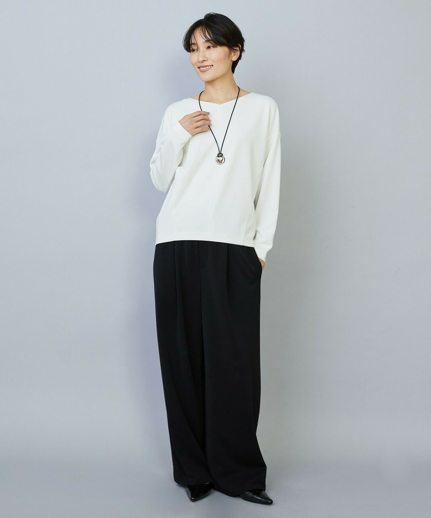 【MOGA】トリアセカルゼVネックトップス 詳細画像 ブラック 12