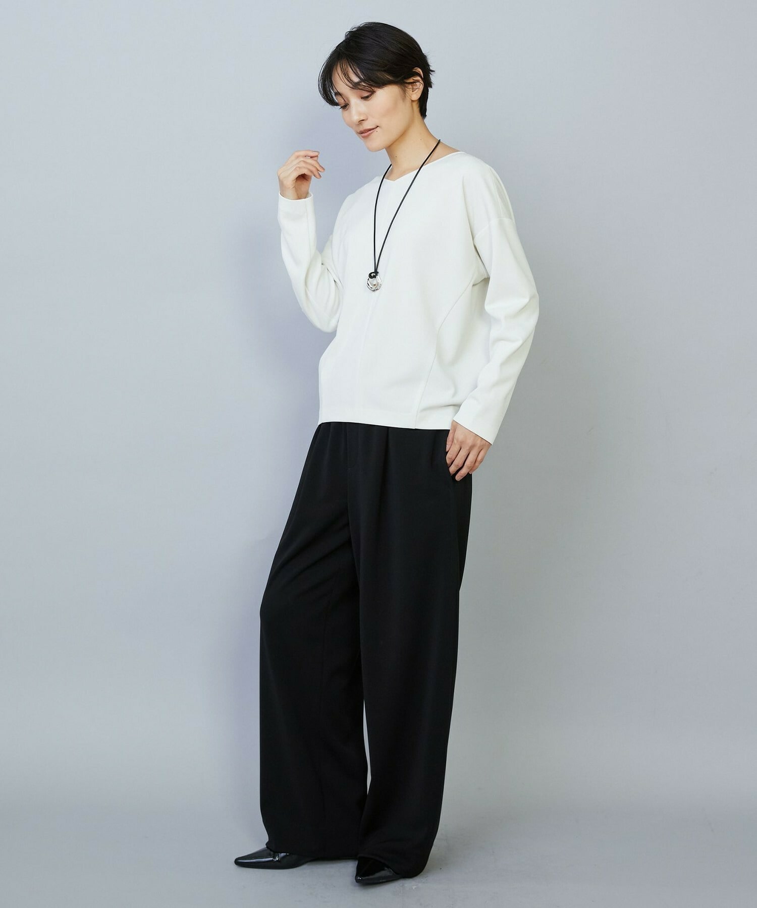 【MOGA】トリアセカルゼVネックトップス 詳細画像 ブラック 14