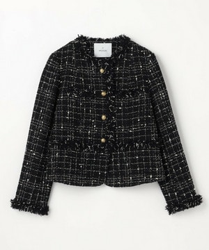 【MOGA】ファンシーヤーンツイードショートジャケット 詳細画像 ブラック 2