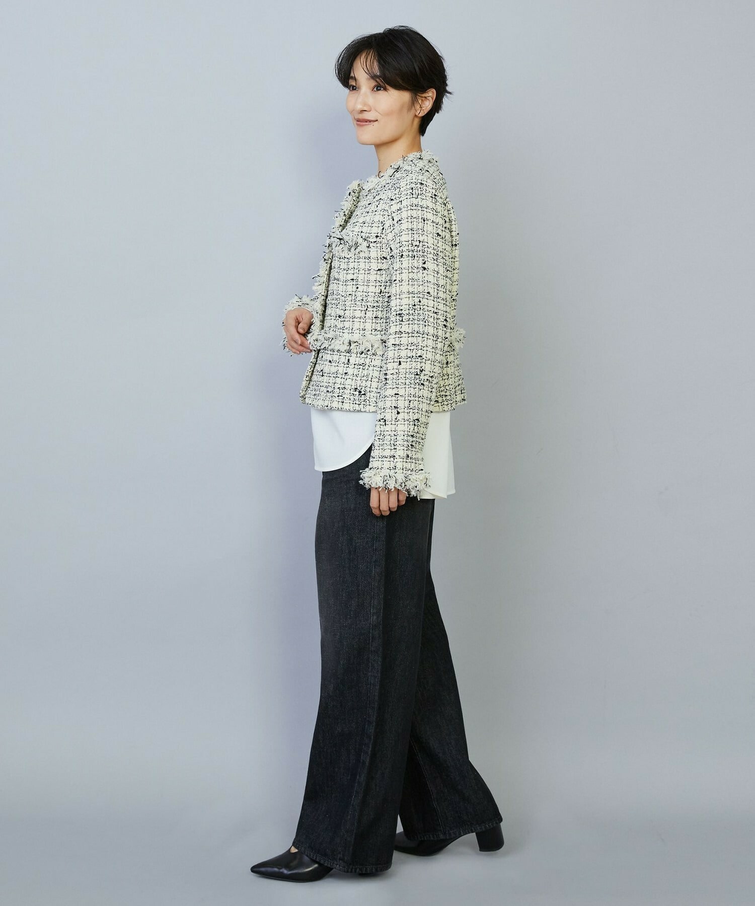 【MOGA】ファンシーヤーンツイードショートジャケット 詳細画像 ブラック 15