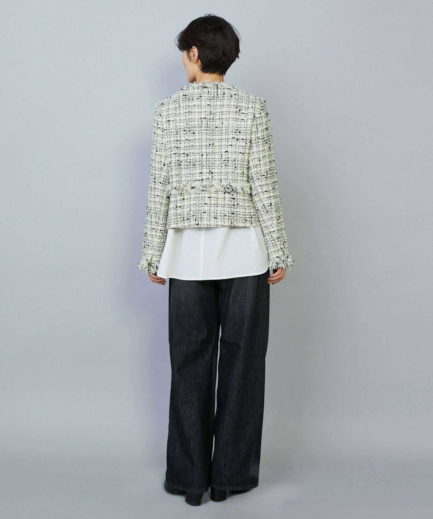 【MOGA】ファンシーヤーンツイードショートジャケット 詳細画像 ブラック 16