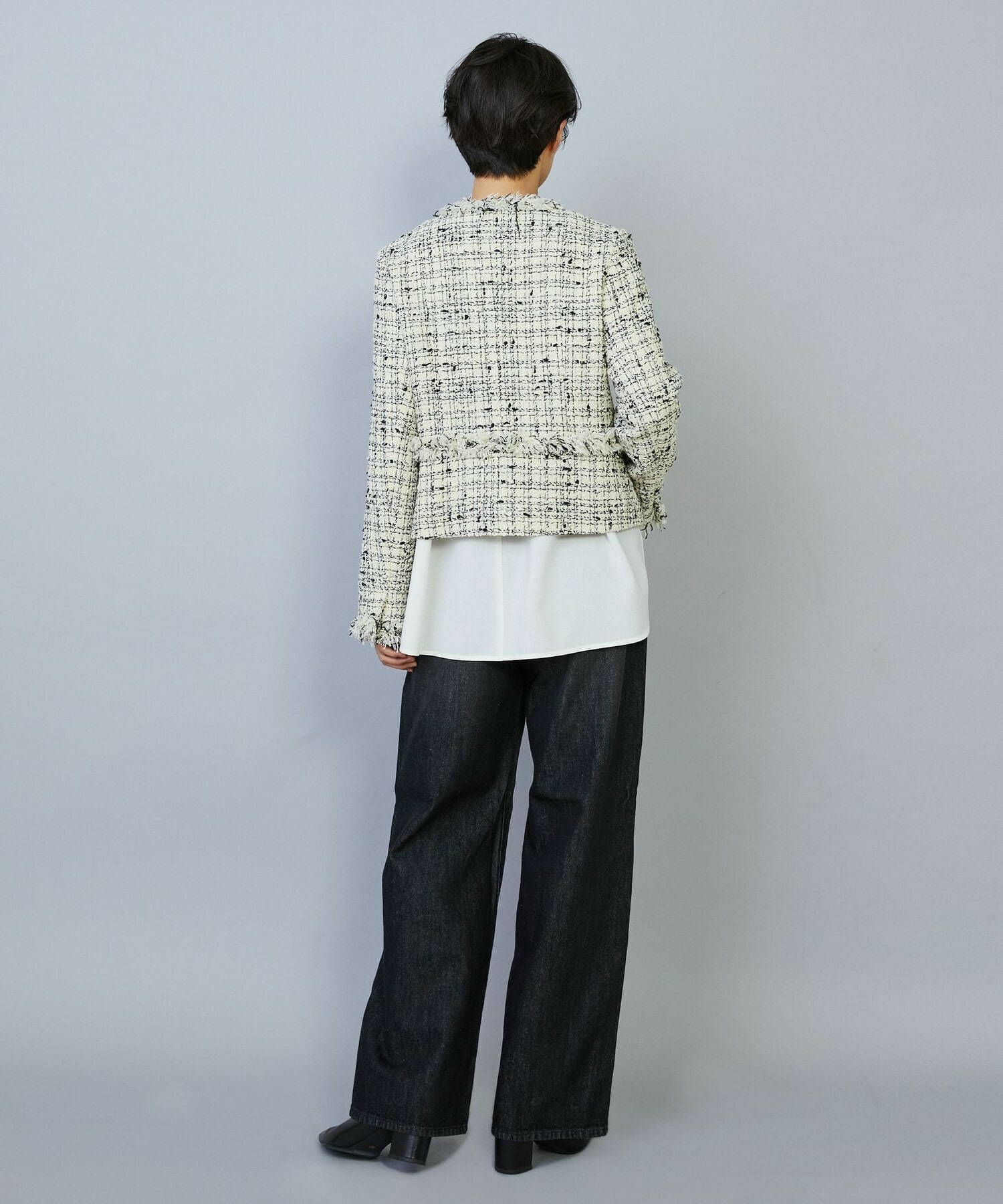 【MOGA】ファンシーヤーンツイードショートジャケット 詳細画像 ブラック 17