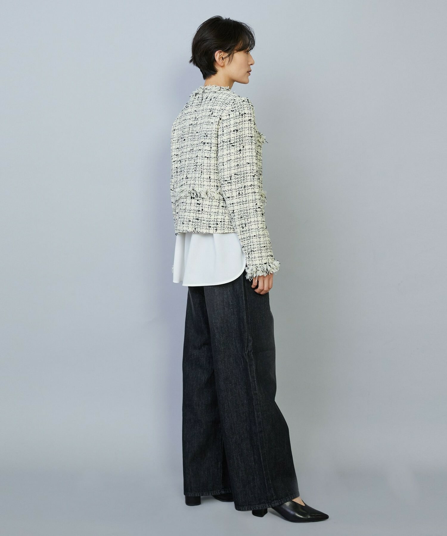 【MOGA】ファンシーヤーンツイードショートジャケット 詳細画像 ブラック 18