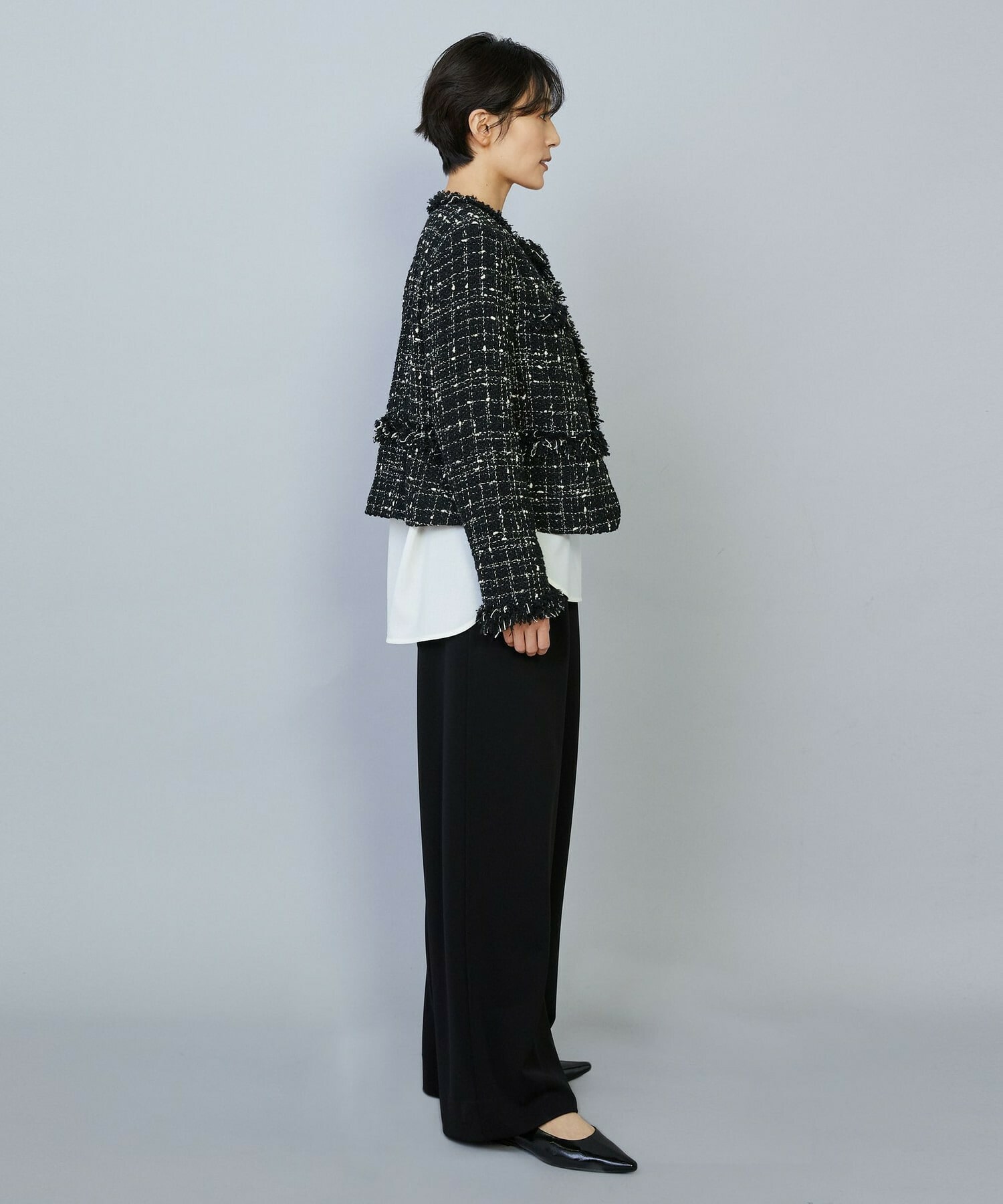 【MOGA】ファンシーヤーンツイードショートジャケット 詳細画像 ブラック 6