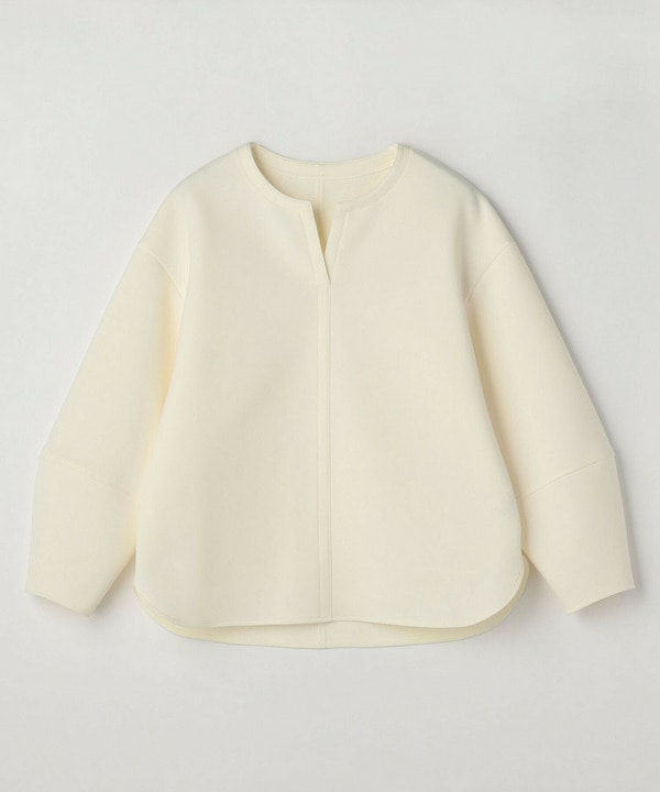 トリアセダブルニットキーネックジャージトップス 詳細画像 オフホワイト 2