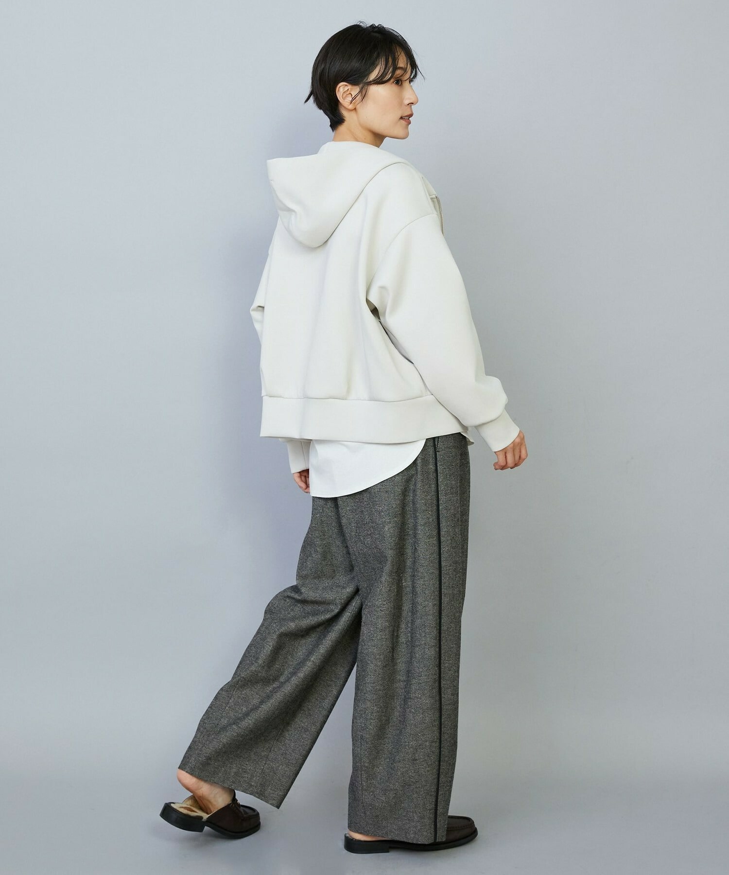 【MOGA】スムースダンボールフードジップパーカー 詳細画像 ライトグレー 17