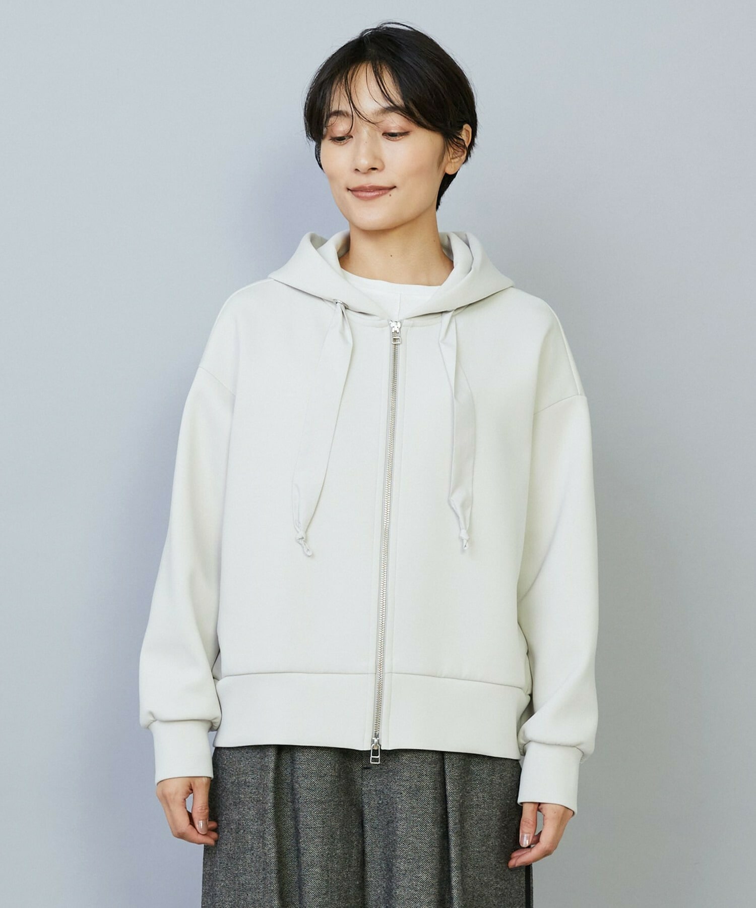 【MOGA】スムースダンボールフードジップパーカー 詳細画像 ライトグレー 19