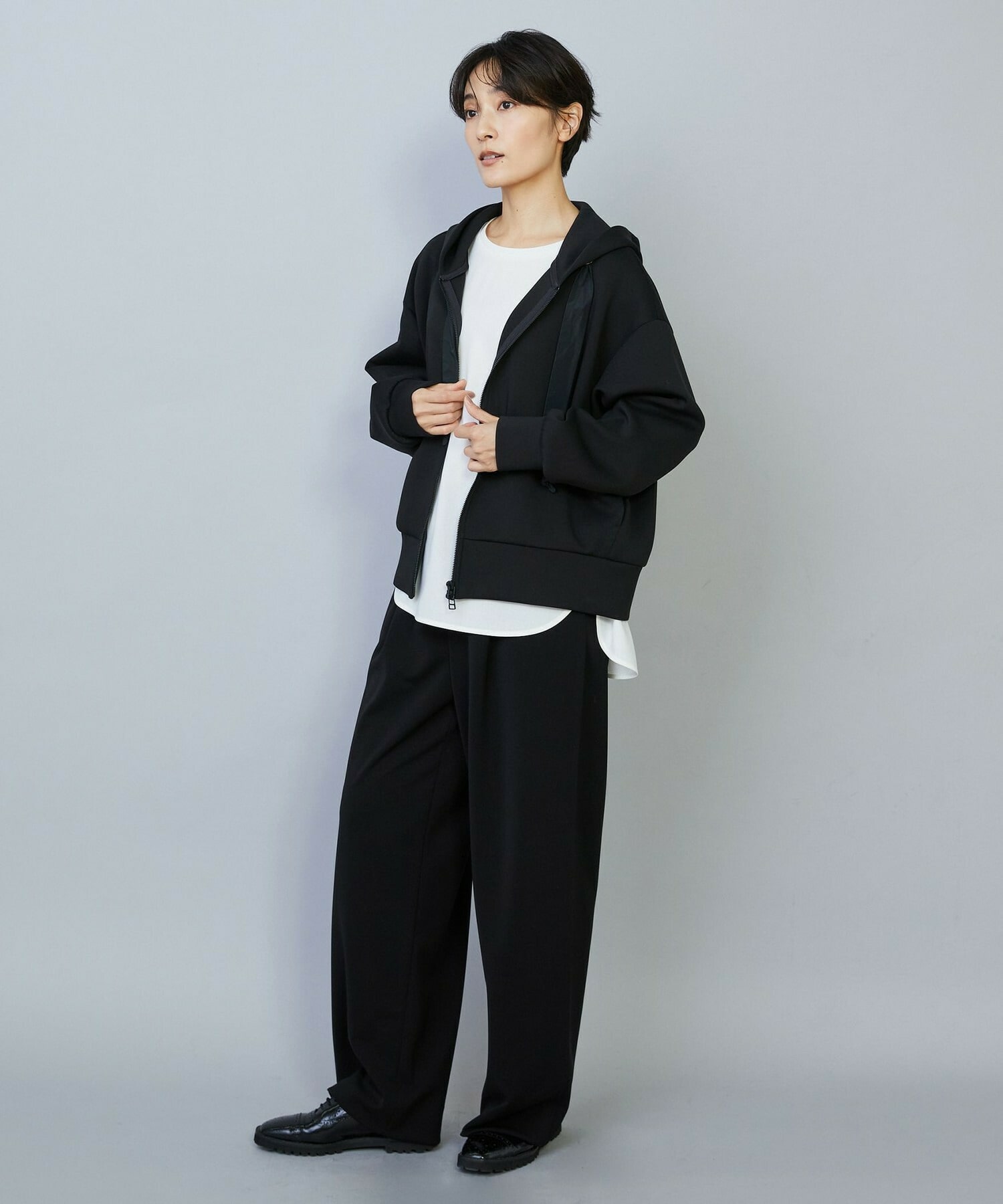 【MOGA】スムースダンボールフードジップパーカー 詳細画像 ライトグレー 2